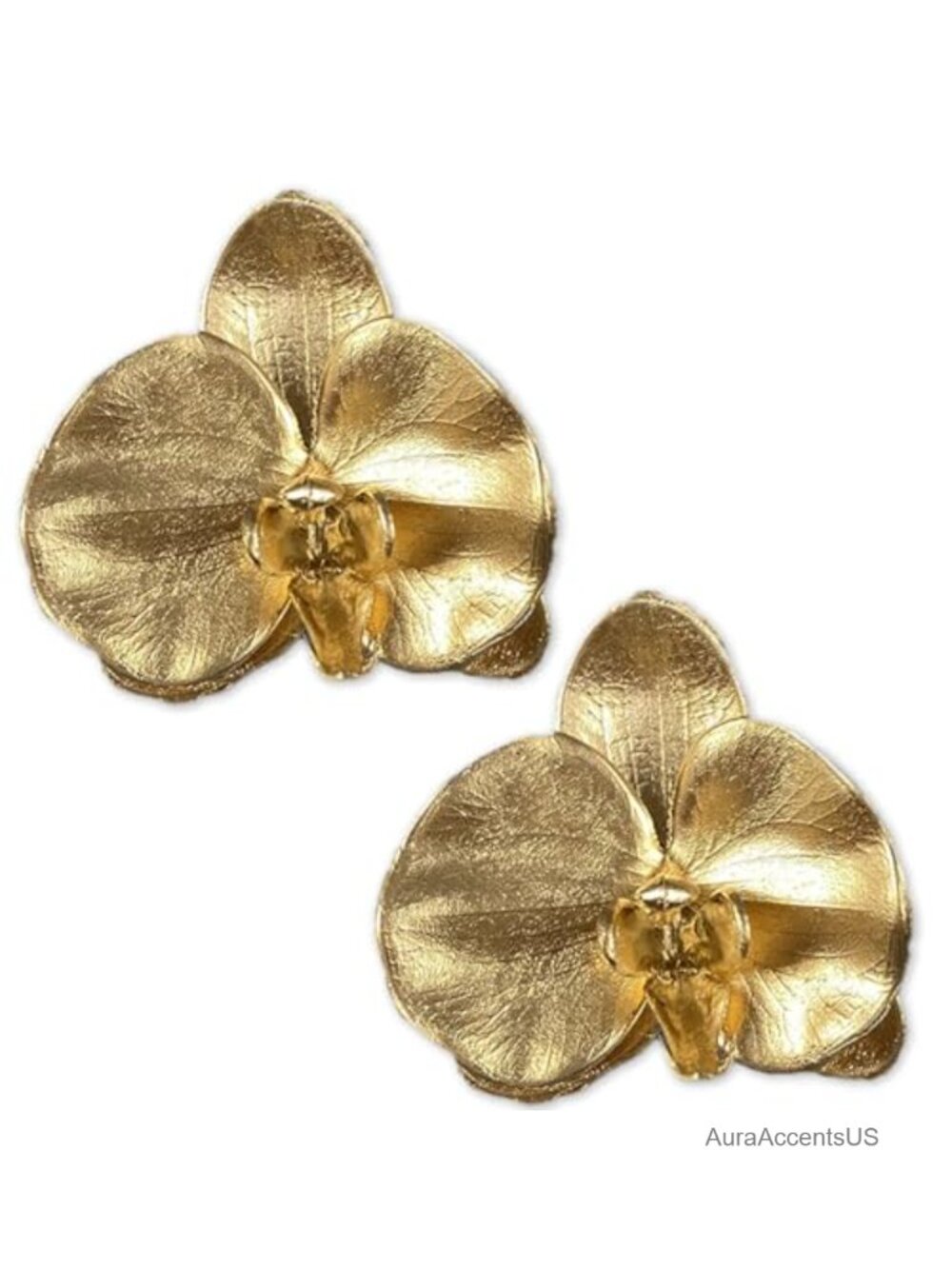 Gold Orchid Flower Shoe Clips Decorative Heels Flats Accessories Women Foot